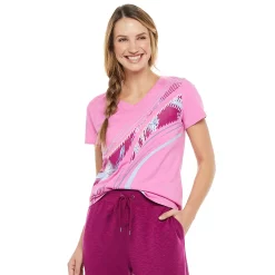 Women's Tek Gear® Essential Short Sleeve Graphic Tee -The Tek Style Shop 2631893 Floral Swoosh Pink