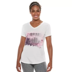 Women's Tek Gear® Essential Short Sleeve Graphic Tee -The Tek Style Shop 2631893 Forest Print White