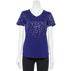 Women's Tek Gear® Essential Short Sleeve Graphic Tee -The Tek Style Shop 2631893 Navy Splatter