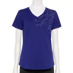 Women's Tek Gear® Essential Short Sleeve Graphic Tee -The Tek Style Shop 2631893 Navy Stars