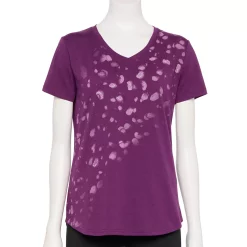 Women's Tek Gear® Essential Short Sleeve Graphic Tee -The Tek Style Shop 2631893 Purple Dots
