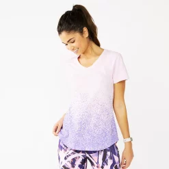 Women's Tek Gear® Essential Short Sleeve Graphic Tee -The Tek Style Shop 2631893 Purple Spray