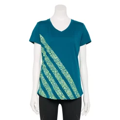 Women's Tek Gear® Essential Short Sleeve Graphic Tee -The Tek Style Shop 2631893 Teal Stripes
