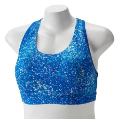 Plus Size Tek Gear® Racerback Low-Impact Sports Bra -The Tek Style Shop 2750546 Blue Brush Splatter