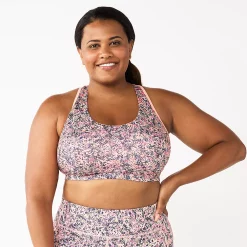 Plus Size Tek Gear® Racerback Low-Impact Sports Bra -The Tek Style Shop 2750546 Coral Ditsy Floral