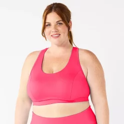 Plus Size Tek Gear® Racerback Low-Impact Sports Bra -The Tek Style Shop 2750546 Fanatic Pink