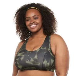 Plus Size Tek Gear® Racerback Low-Impact Sports Bra -The Tek Style Shop 2750546 Green Camouflage Print
