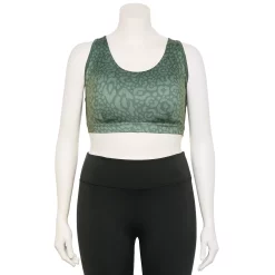 Plus Size Tek Gear® Racerback Low-Impact Sports Bra -The Tek Style Shop 2750546 Green Leopard