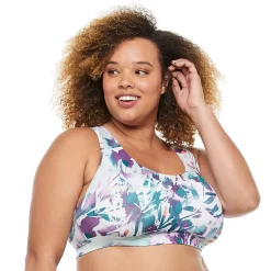 Plus Size Tek Gear® Racerback Low-Impact Sports Bra -The Tek Style Shop 2750546 White Tropical Print