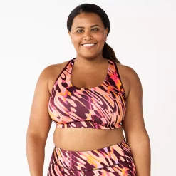 Plus Size Tek Gear® Racerback Low-Impact Sports Bra -The Tek Style Shop 2750546 Wine Warped