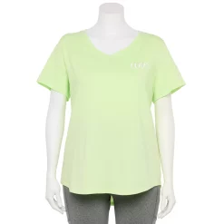 Plus Size Tek Gear® Essential Short Sleeve V-Neck Tee -The Tek Style Shop 3112953 Green Love