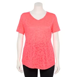 Plus Size Tek Gear® Essential Short Sleeve V-Neck Tee -The Tek Style Shop 3112953 Pink Burnout