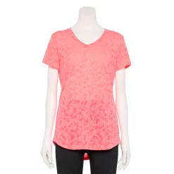 Petite Tek Gear® Moisture-Wicking V-Neck Tee 28 Petite Tek Gear® Moisture-Wicking V-Neck Tee -The Tek Style Shop 3220626 Pink Burnout