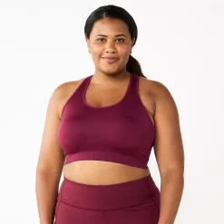 Plus Size Tek Gear® Seamless Low-Impact Sports Bra -The Tek Style Shop 3548821 Night Sangria