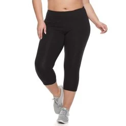 Plus Size Tek Gear® Essential High-Waisted Capri Leggings -The Tek Style Shop 4215123 Mineral Black ALT2
