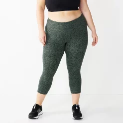 Plus Size Tek Gear® Essential High-Waisted Capri Leggings -The Tek Style Shop 4215123 Olive Cheetah