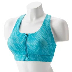 Tek Gear® Zip-Front Medium-Impact Sports Bra -The Tek Style Shop 4657353 Blue Print