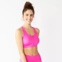 Tek Gear® Zip-Front Medium-Impact Sports Bra -The Tek Style Shop 4657353 Fuchsia Cashmere