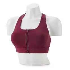 Tek Gear® Zip-Front Medium-Impact Sports Bra -The Tek Style Shop 4657353 Night Sangria