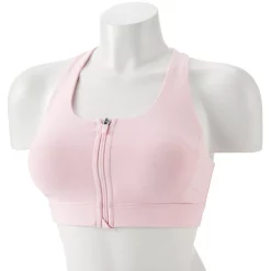 Tek Gear® Zip-Front Medium-Impact Sports Bra -The Tek Style Shop 4657353 Pink Layer