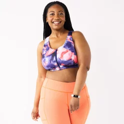 Plus Size Tek Gear® Zip-Front Medium Impact Sports Bra -The Tek Style Shop 4787908 American Dye