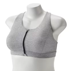 Plus Size Tek Gear® Zip-Front Medium Impact Sports Bra -The Tek Style Shop 4787908 Black White