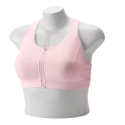 Plus Size Tek Gear® Zip-Front Medium Impact Sports Bra -The Tek Style Shop 4787908 Pink Layer