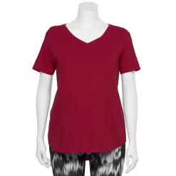 Plus Size Tek Gear® Core V-Neck Tee -The Tek Style Shop 4998289 Cherry Fusion