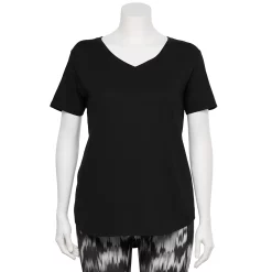 Plus Size Tek Gear® Core V-Neck Tee -The Tek Style Shop 4998289 Mineral Black