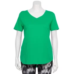 Plus Size Tek Gear® Core V-Neck Tee -The Tek Style Shop 4998289 Monet Green