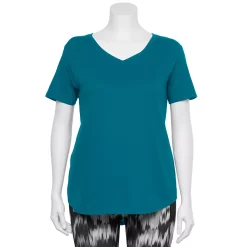Plus Size Tek Gear® Core V-Neck Tee -The Tek Style Shop 4998289 Night Life Teal