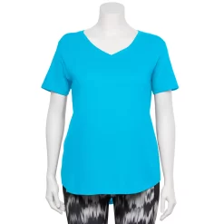Plus Size Tek Gear® Core V-Neck Tee -The Tek Style Shop 4998289 Persian Turq