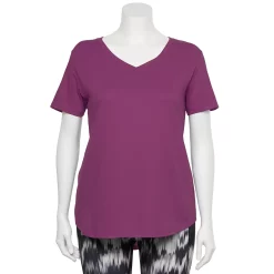 Plus Size Tek Gear® Core V-Neck Tee -The Tek Style Shop 4998289 Ravishing Orchid