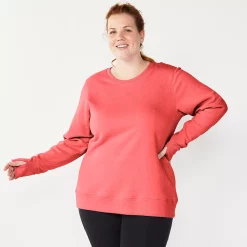 Plus Size Tek Gear® Ultrasoft Fleece Crewneck Sweatshirt -The Tek Style Shop 5000133 Fanatic Pink