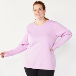 Plus Size Tek Gear® Ultrasoft Fleece Crewneck Sweatshirt -The Tek Style Shop 5000133 Lavender