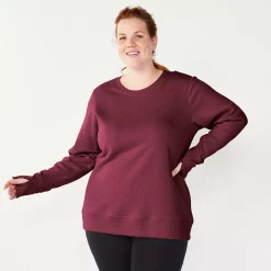 Plus Size Tek Gear® Ultrasoft Fleece Crewneck Sweatshirt -The Tek Style Shop 5000133 Night Sangria