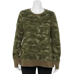 Plus Size Tek Gear® Ultrasoft Fleece Crewneck Sweatshirt -The Tek Style Shop 5000133 Olive Camo