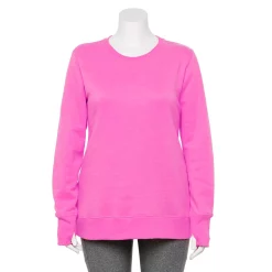 Plus Size Tek Gear® Ultrasoft Fleece Crewneck Sweatshirt -The Tek Style Shop 5000133 Pink Trillion