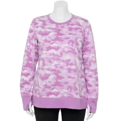 Plus Size Tek Gear® Ultrasoft Fleece Crewneck Sweatshirt -The Tek Style Shop 5000133 Purple Camo