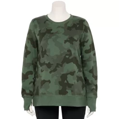 Plus Size Tek Gear® Ultrasoft Fleece Crewneck Sweatshirt -The Tek Style Shop 5000133 Sage Camo