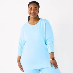 Plus Size Tek Gear® Ultrasoft Fleece Crewneck Sweatshirt -The Tek Style Shop 5000133 Wildflower Blue