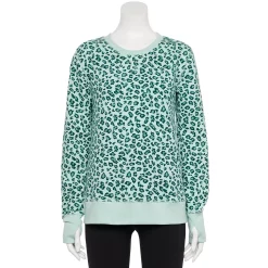 Women's Tek Gear® Ultrasoft Fleece Sweatshirt -The Tek Style Shop 5011252 Green Leopard