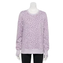 Women's Tek Gear® Ultrasoft Fleece Sweatshirt -The Tek Style Shop 5011252 Lavender Leopard