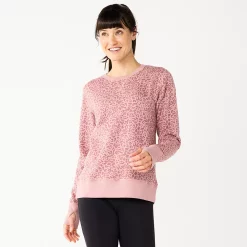 Women's Tek Gear® Ultrasoft Fleece Sweatshirt -The Tek Style Shop 5011252 Rose Leopard