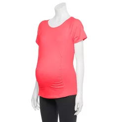 Maternity Tek Gear® Workout Tee -The Tek Style Shop 5014605 Frantic Pink