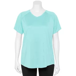 Plus Size Tek Gear® Performance Core V-Neck Tee -The Tek Style Shop 5016444 Aqua Crystal