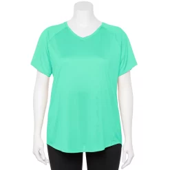 Plus Size Tek Gear® Performance Core V-Neck Tee -The Tek Style Shop 5016444 Aqua Stone