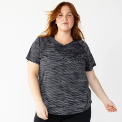 Plus Size Tek Gear® Performance Core V-Neck Tee -The Tek Style Shop 5016444 Black Spacedye