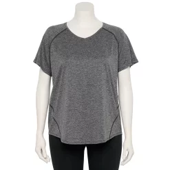 Plus Size Tek Gear® Performance Core V-Neck Tee -The Tek Style Shop 5016444 Charcoal