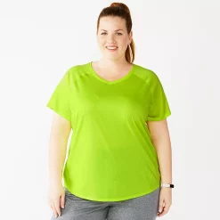 Plus Size Tek Gear® Performance Core V-Neck Tee -The Tek Style Shop 5016444 Easy Green